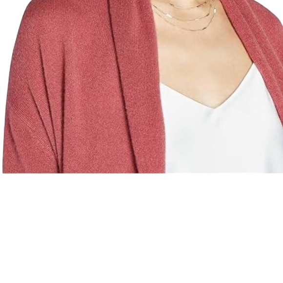 J. Jill Open Front Dolman Sleeve Coral/Rust Merino Wool Tercel So Soft Cardigan - Picture 16 of 16